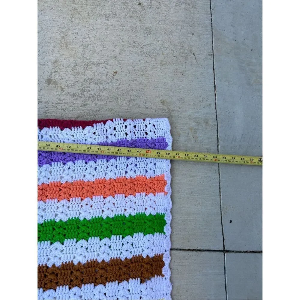 Crochet stripes rainbow blanket 50